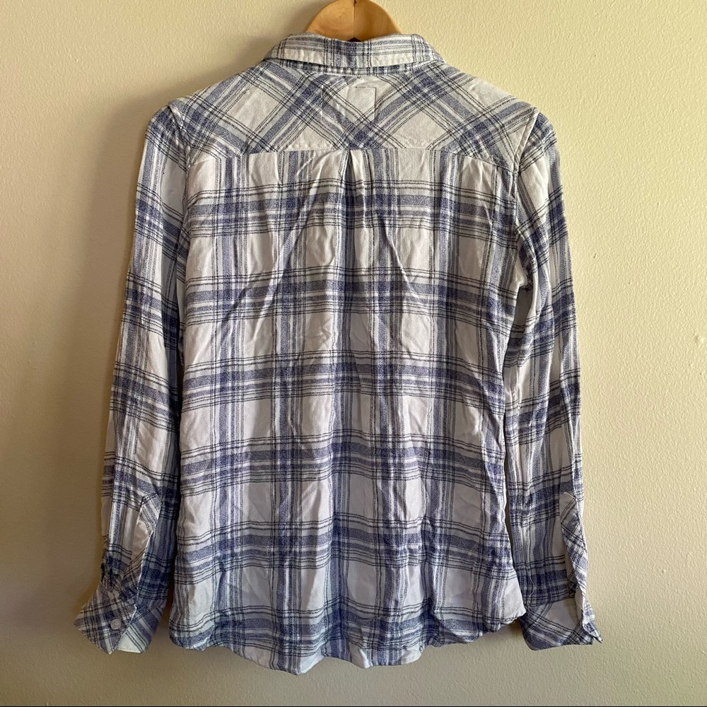 Rails Flannel White Blue Button Up - image 2